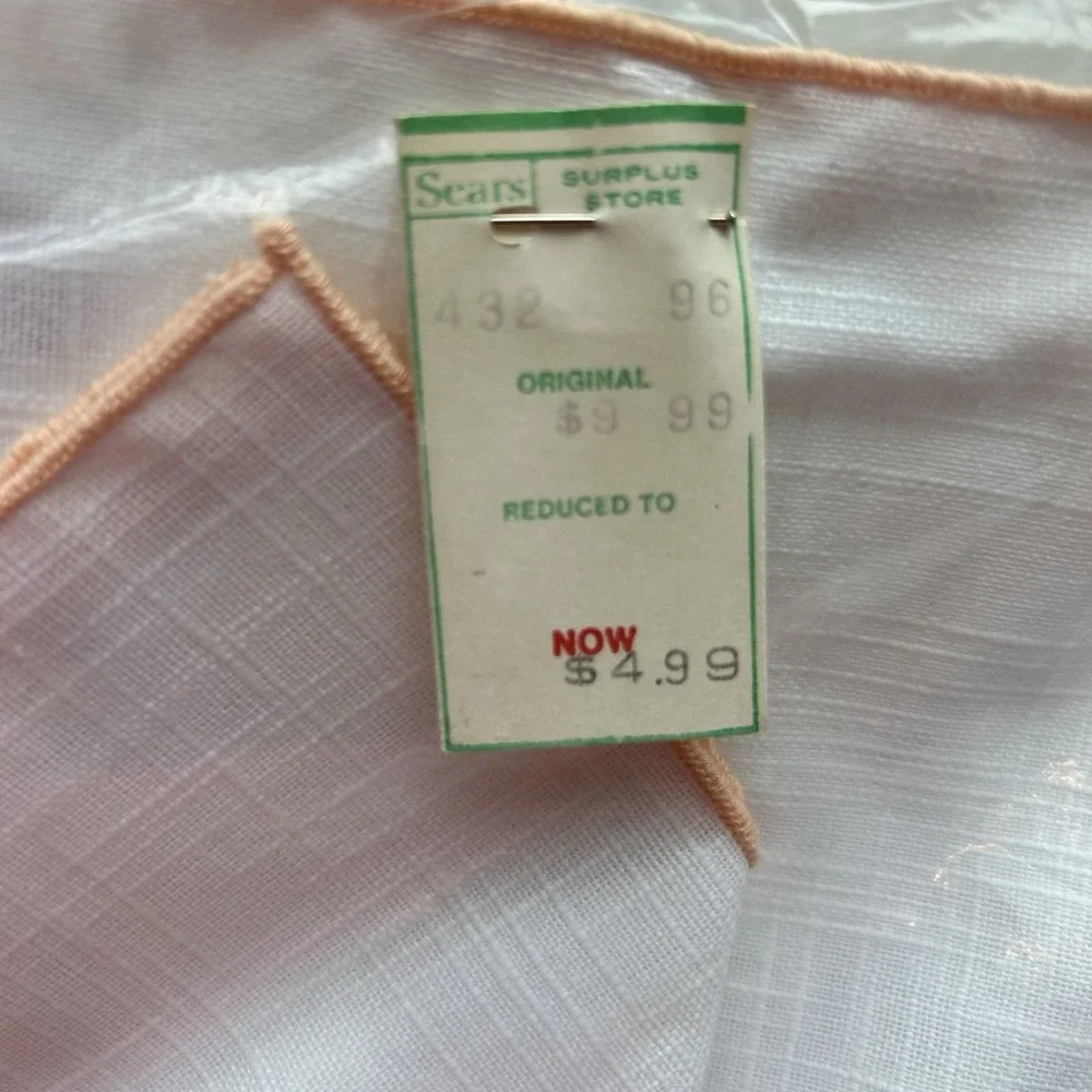 Vintage Sears White‎ Peach Tulip Pocket Placemat and Napkin Set Cottagecore 2pc